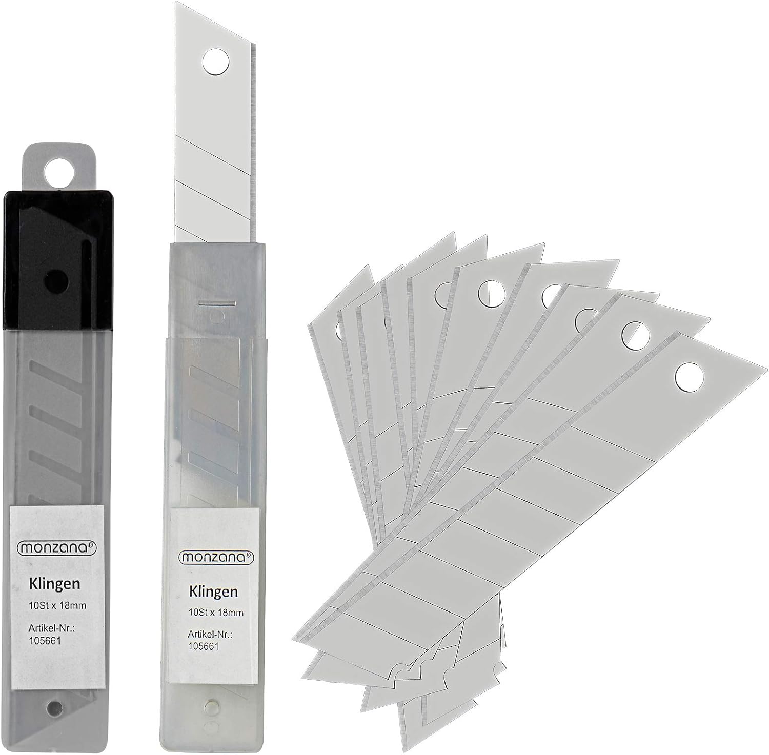 MONZANA® 100x Cuttermesser Klingen 18mm Extra Scharfe Abbrechklingen 7 Segmente 100mm Ersatzklingen Cutter Teppichmesser Kartonmesser — Ansicht 2