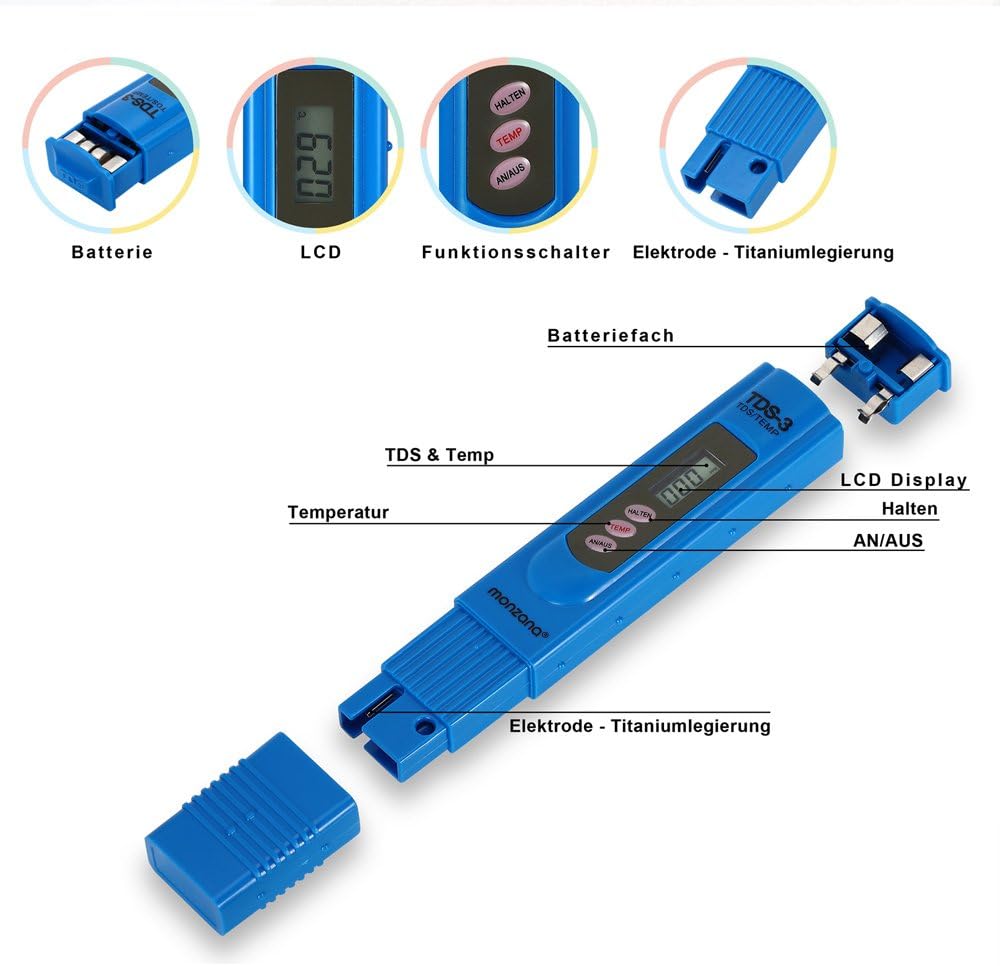 Monzana 2 in 1 TD PH Messgerät Tester Digitale Wassertester | mit LCD Anzeige | Batterie - verschiedene Modelle — Ansicht 3