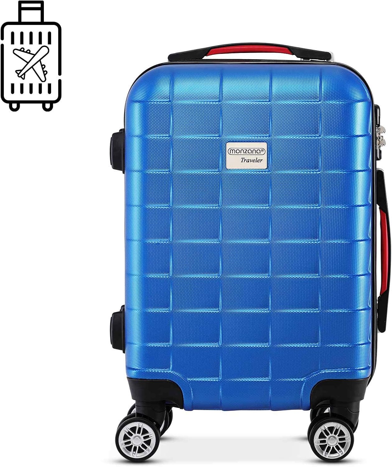 MONZANA® 2er Set Koffer Boardcase M, XL Gelgriffe TSA Schloss Reisekoffer Trolley Kofferset Handgepäck blau — Ansicht 3