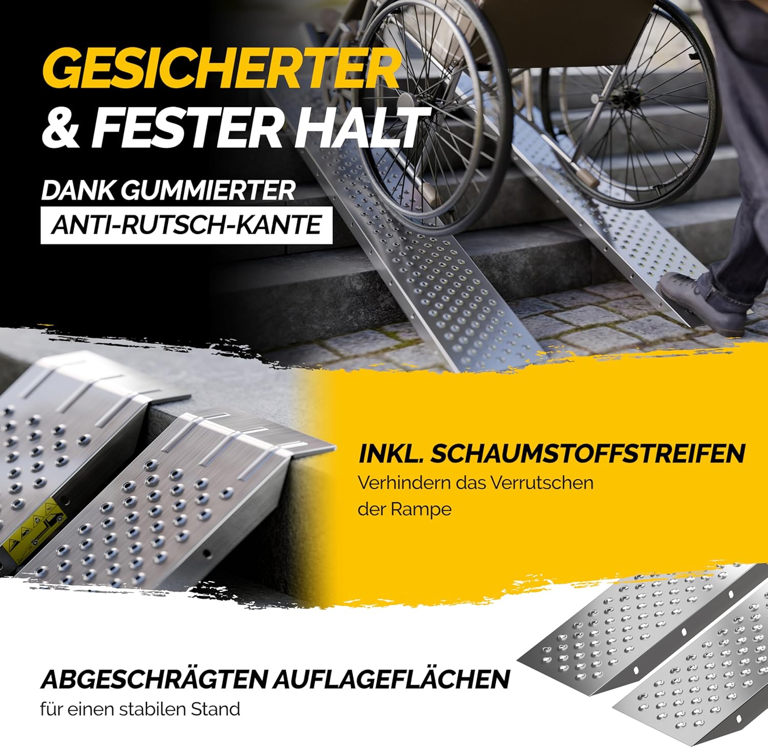 MONZANA® 2X Auffahrrampe 400 kg Tragfähigkeit galvanisierter Stahl 160x22,5x4,5cm rutschfeste perforierte Oberfläche PKW Transport Laderampe Rampe — Ansicht 4