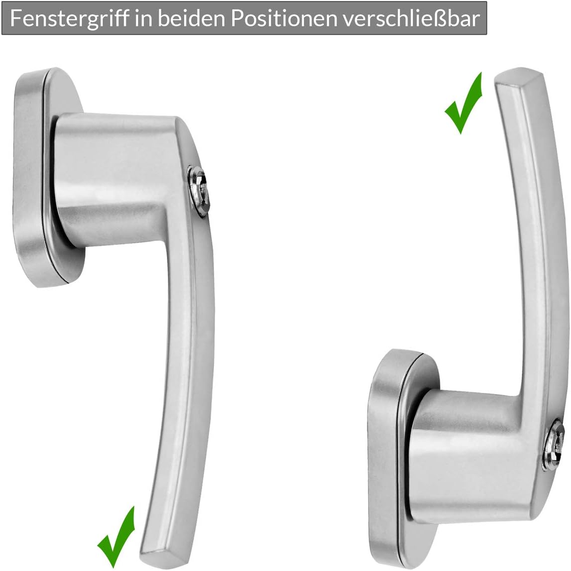 MONZANA® 2X Fenstergriffe Abschließbar mit Schloss Kindersicherung Silber 35mm Stiftlänge 2 Schlüssel Fensterbeschlag Balkon Türgriff Einbruchschutz — Ansicht 4