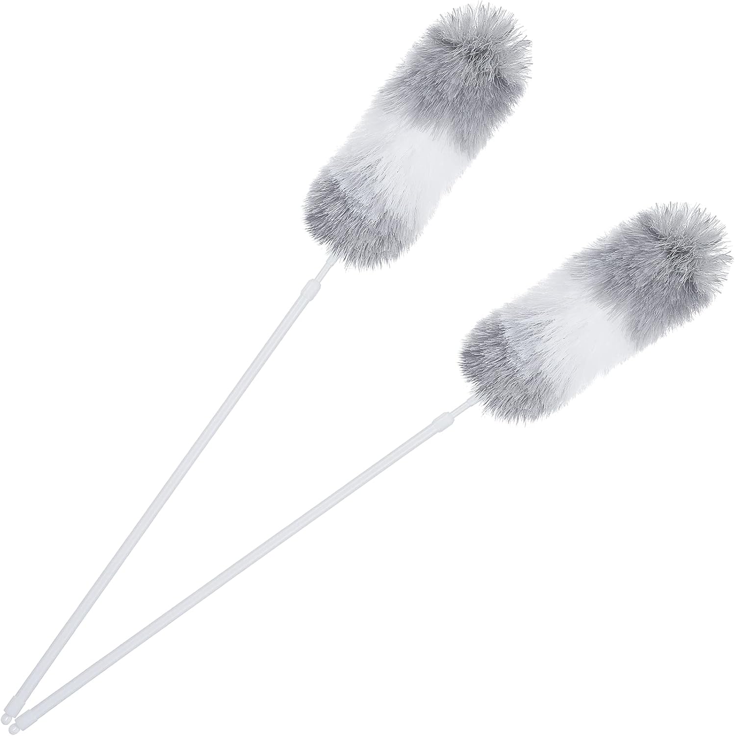 Monzana® 2X Staubwedel Ausziehbare Teleskopstange 80-110 cm Mikrofaser Waschbar Haushalt Staubwischer Staubwedel Grau Weiß