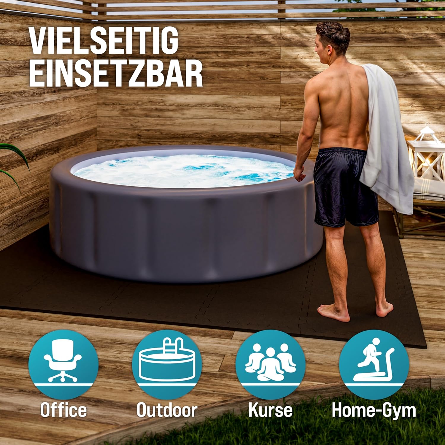 MONZANA® 36x Bodenschutzmatten Fitness & Pool mit Randstücken 30 x 30 cm 3 qm rutschfest Eva-Schaumstoff Puzzlematte Trainingsmatten Fitnessgeräte — Ansicht 4