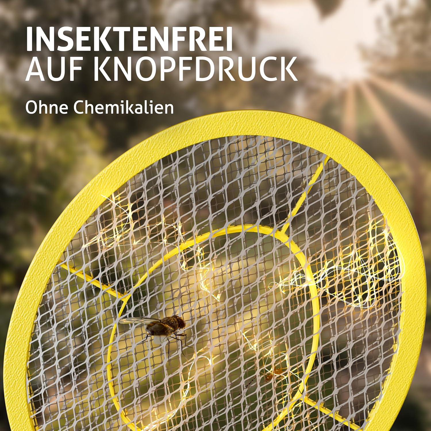 MONZANA® 3X Elektrische Fliegenklatsche 3000V Doppeltes Sicherheitsnetz batteriebetrieben Mückenklatsche Fliegenfalle Fliegenfänger Insektenvernichter — Ansicht 3