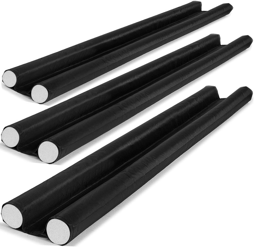 Monzana® 3X Zugluftstopper für Türen 92cm Doppeldichtung Luftzugstopper Windstopper Schwarz Zuschneidbar Haustür Lärmschutz Isolierung Kälte Polyester