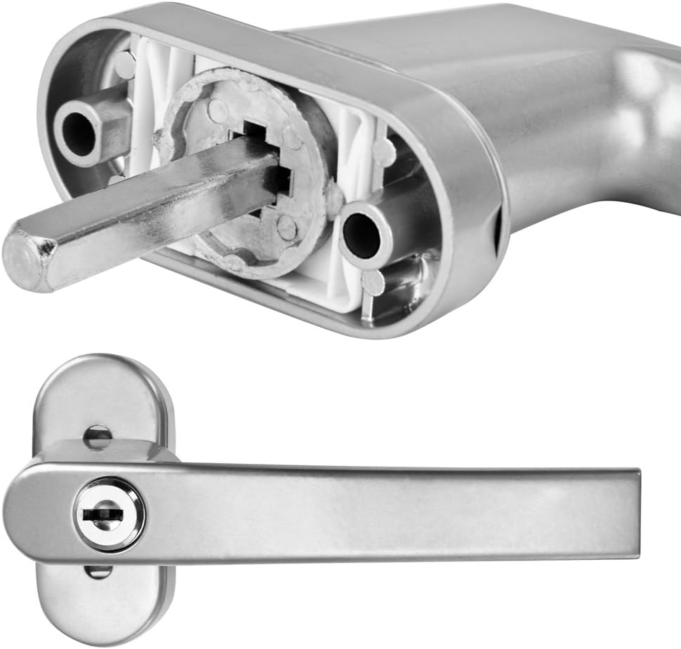 MONZANA® 4X Fenstergriffe Abschließbar mit Schloss Kindersicherung Silber 35mm Stiftlänge 2 Schlüssel Fensterbeschlag Balkon Türgriff Einbruchschutz — Ansicht 2