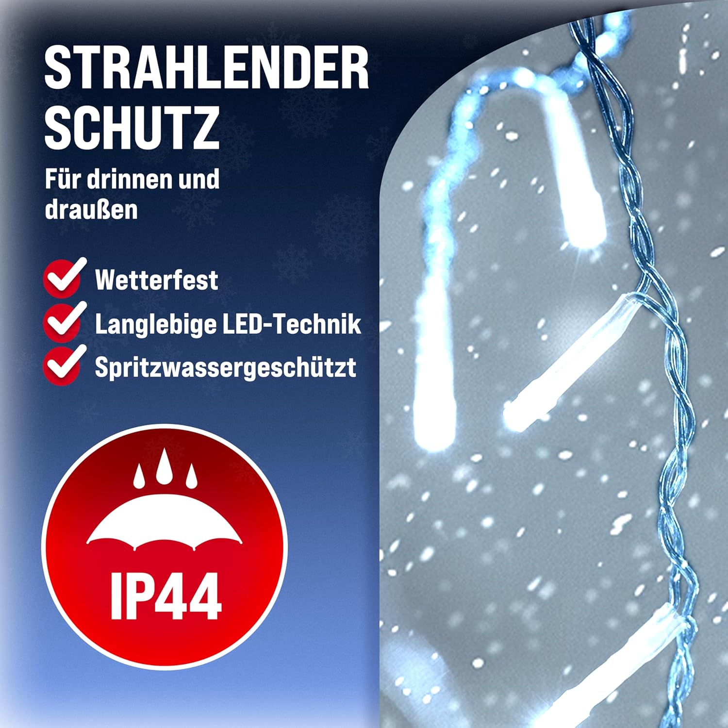 Monzana® 600 LED Lichterkette 60m mit Fernbedienung Timerfunktion 8 Leuchtmodi Dimmbar IP44 Stecker Weihnachten Außen Innen Weihnachtsbeleuchtung Kaltweiß — Ansicht 6