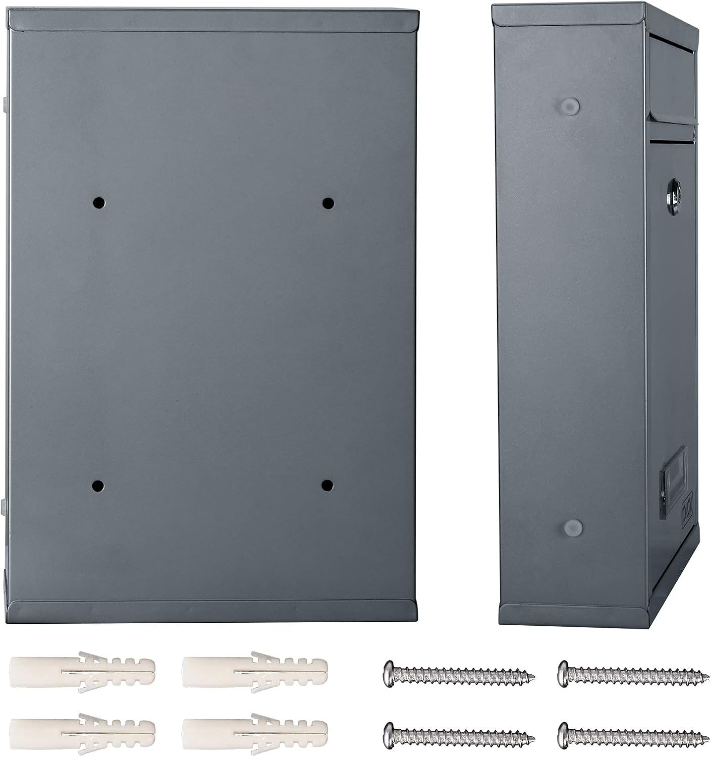MONZANA® 6X Briefkasten Silber inkl. 2 Schlüssel Namensschild abschließbar Mailbox Briefkastenanlage Postkasten Stahl — Ansicht 3