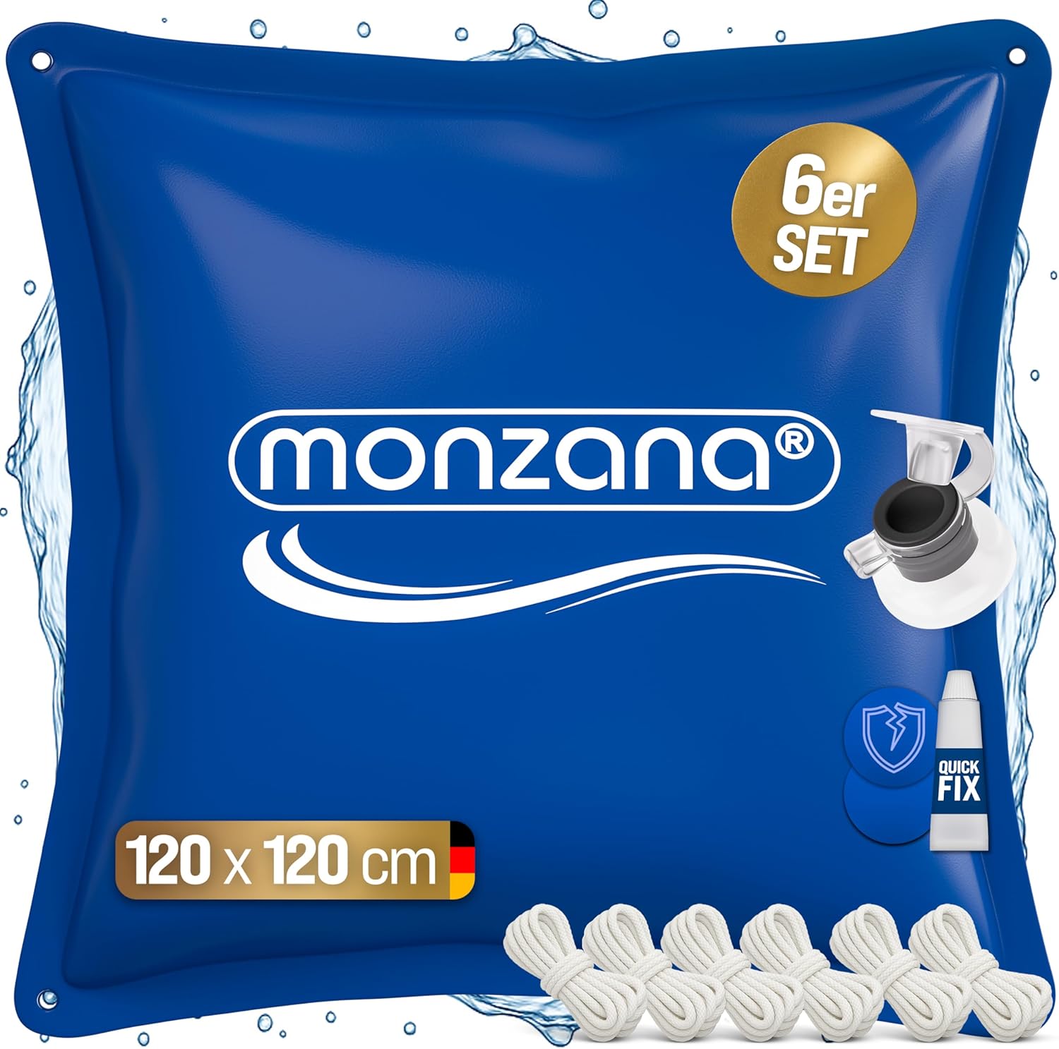 MONZANA® 6X Poolkissen Winter XL Chlorbeständig Seil PVC Verstärktes Material bis -20°C Doppelnaht Sicherheitsventil 4 Ösen Luftkissen Pool Abdeckung
