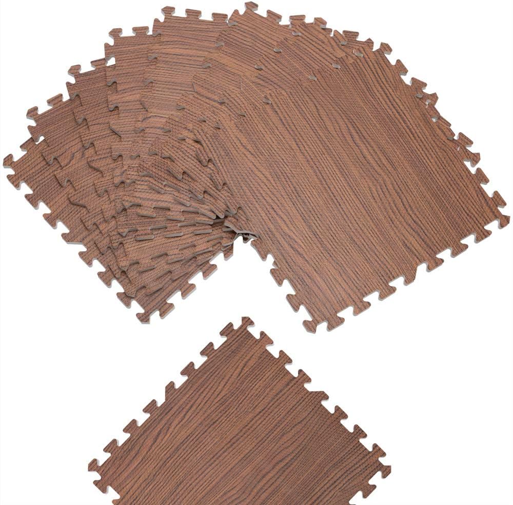 Monzana® 8X Bodenschutzmatte 45x45cm rutschfest Boden Wasserfest Fitness Schutzmatte Unterlegmatte Puzzlematte Erweiterbar Laminatoptik