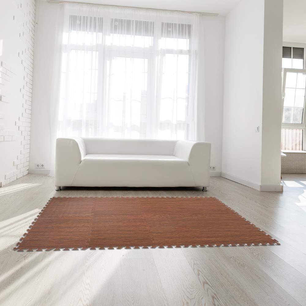 Monzana® 8X Bodenschutzmatte 45x45cm rutschfest Boden Wasserfest Fitness Schutzmatte Unterlegmatte Puzzlematte Erweiterbar Laminatoptik — Ansicht 2