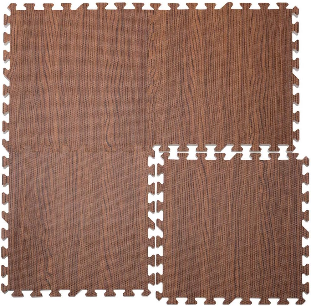Monzana® 8X Bodenschutzmatte 45x45cm rutschfest Boden Wasserfest Fitness Schutzmatte Unterlegmatte Puzzlematte Erweiterbar Laminatoptik — Ansicht 3
