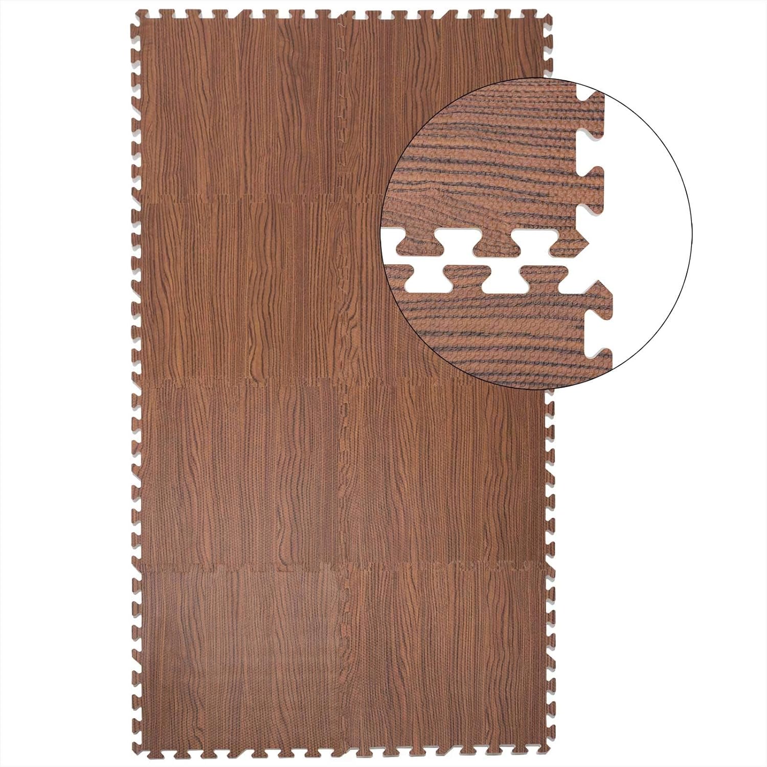 Monzana® 8X Bodenschutzmatte 45x45cm rutschfest Boden Wasserfest Fitness Schutzmatte Unterlegmatte Puzzlematte Erweiterbar Laminatoptik — Ansicht 6