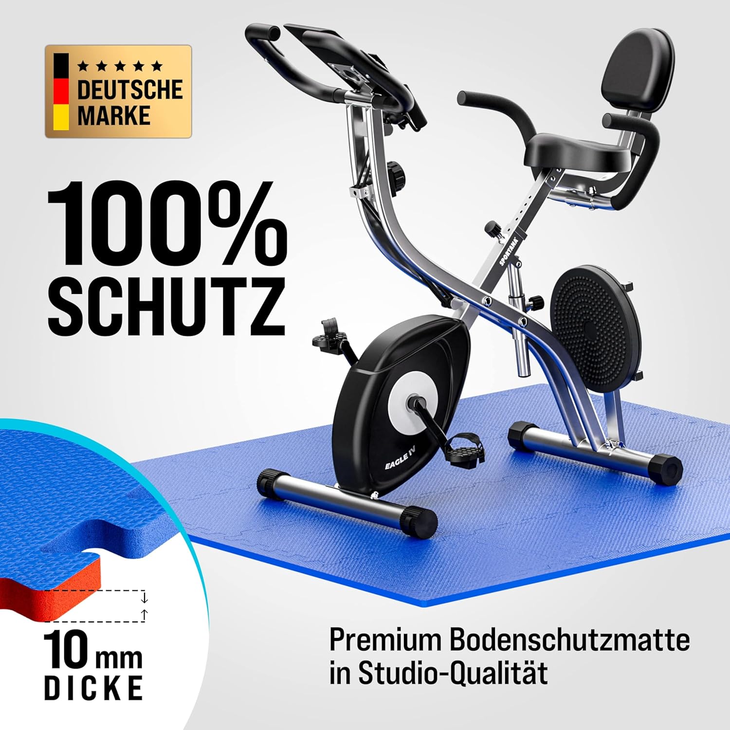 MONZANA® 8X Bodenschutzmatte für Pool & Fitness 45x45cm rutschfest Fitnessgerät Wärmeisolierend Eva-Schaumstoff Erweiterbar Unterlage Blau — Ansicht 3