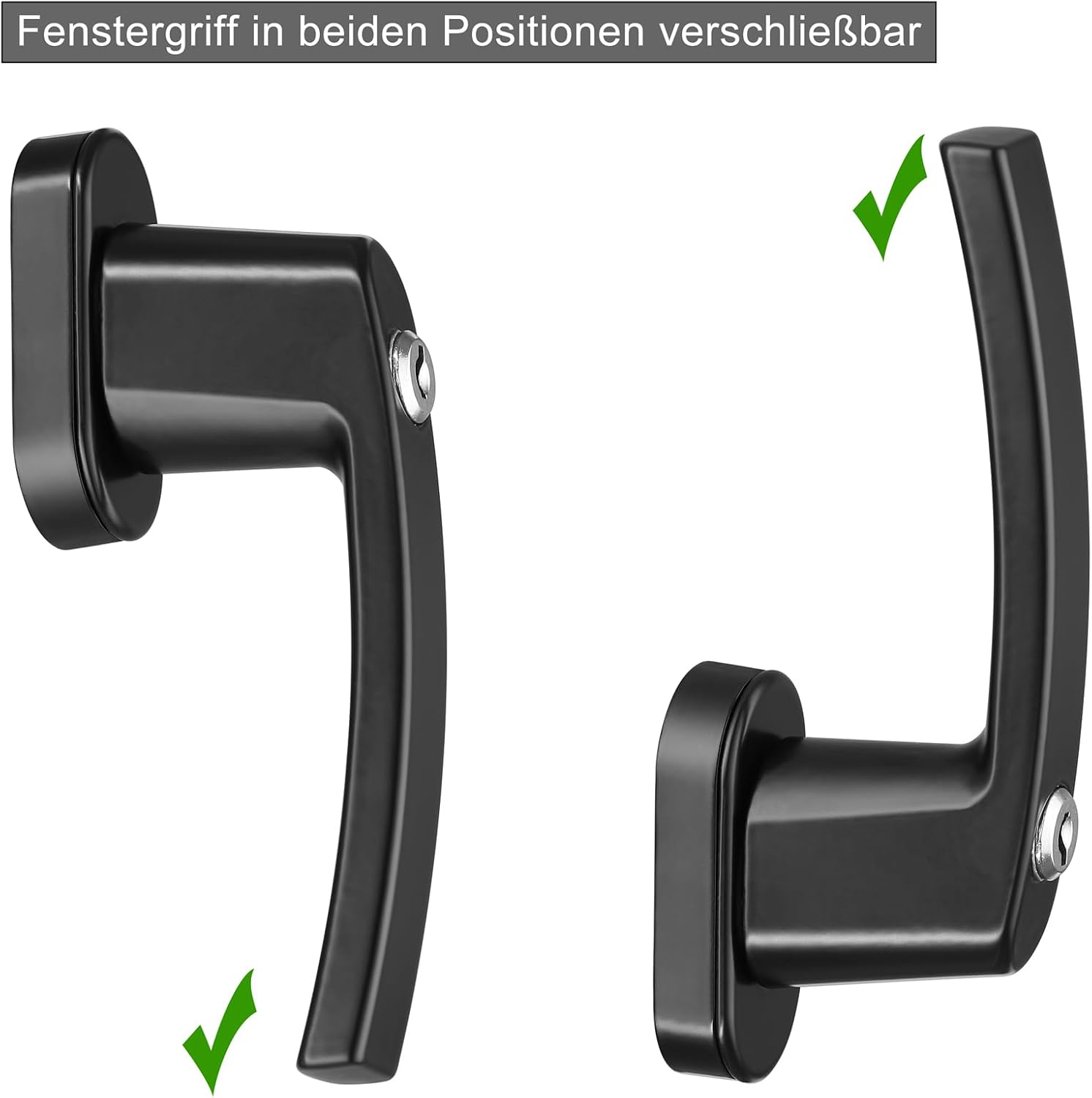 MONZANA® 8X Fenstergriffe Abschließbar mit Schloss Kindersicherung Silber 35mm Stiftlänge 2 Schlüssel Fensterbeschlag Balkon Türgriff Einbruchschutz — Ansicht 4