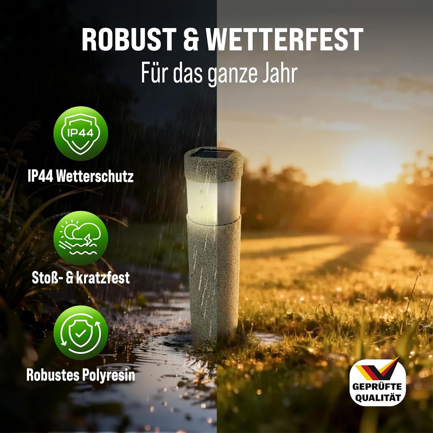 Monzana® 8x Solarlampen für Außen Stein-Optik Gartendeko kabellos & wetterfest IP44 8h Leuchtdauer Solarleuchten Garten — Ansicht 3