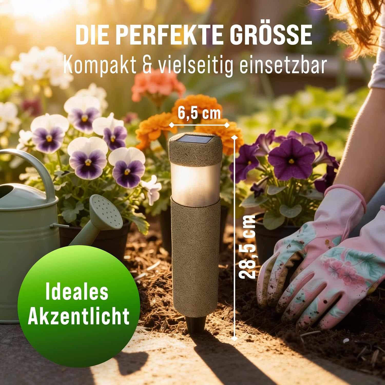 Monzana® 8x Solarlampen für Außen Stein-Optik Gartendeko kabellos & wetterfest IP44 8h Leuchtdauer Solarleuchten Garten — Ansicht 5