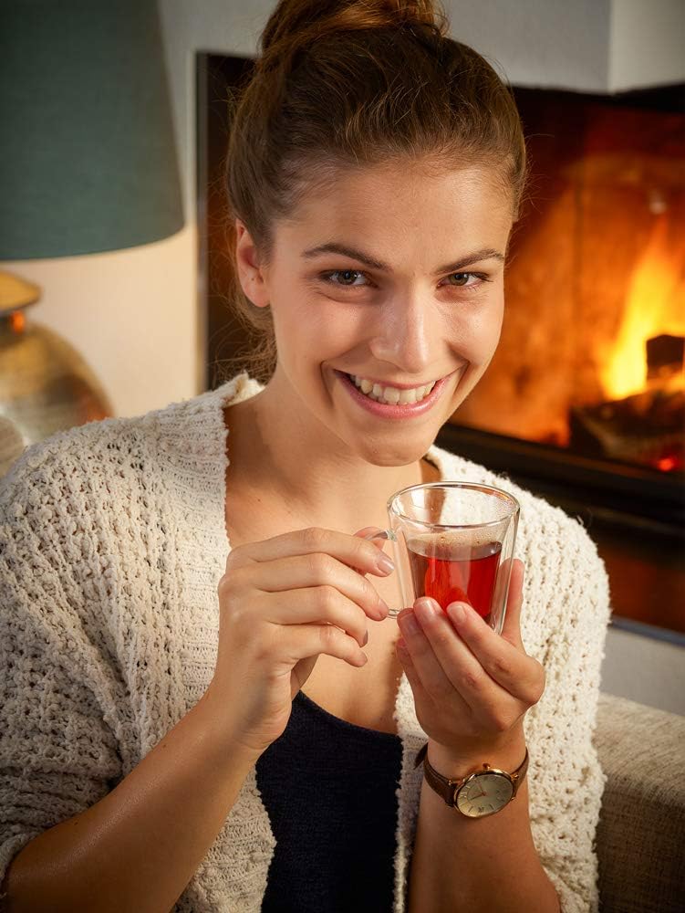 Monzana® 8x Teegläser mit Henkel 250ml Doppelwandig Borosilikatglas Spülmaschinenfest Hitzebeständig Teetassen für heiße Getränke Glas Thermobecher — Ansicht 2