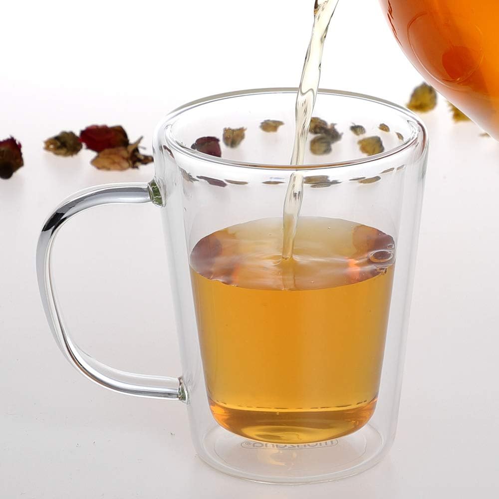 Monzana® 8x Teegläser mit Henkel 250ml Doppelwandig Borosilikatglas Spülmaschinenfest Hitzebeständig Teetassen für heiße Getränke Glas Thermobecher — Ansicht 4