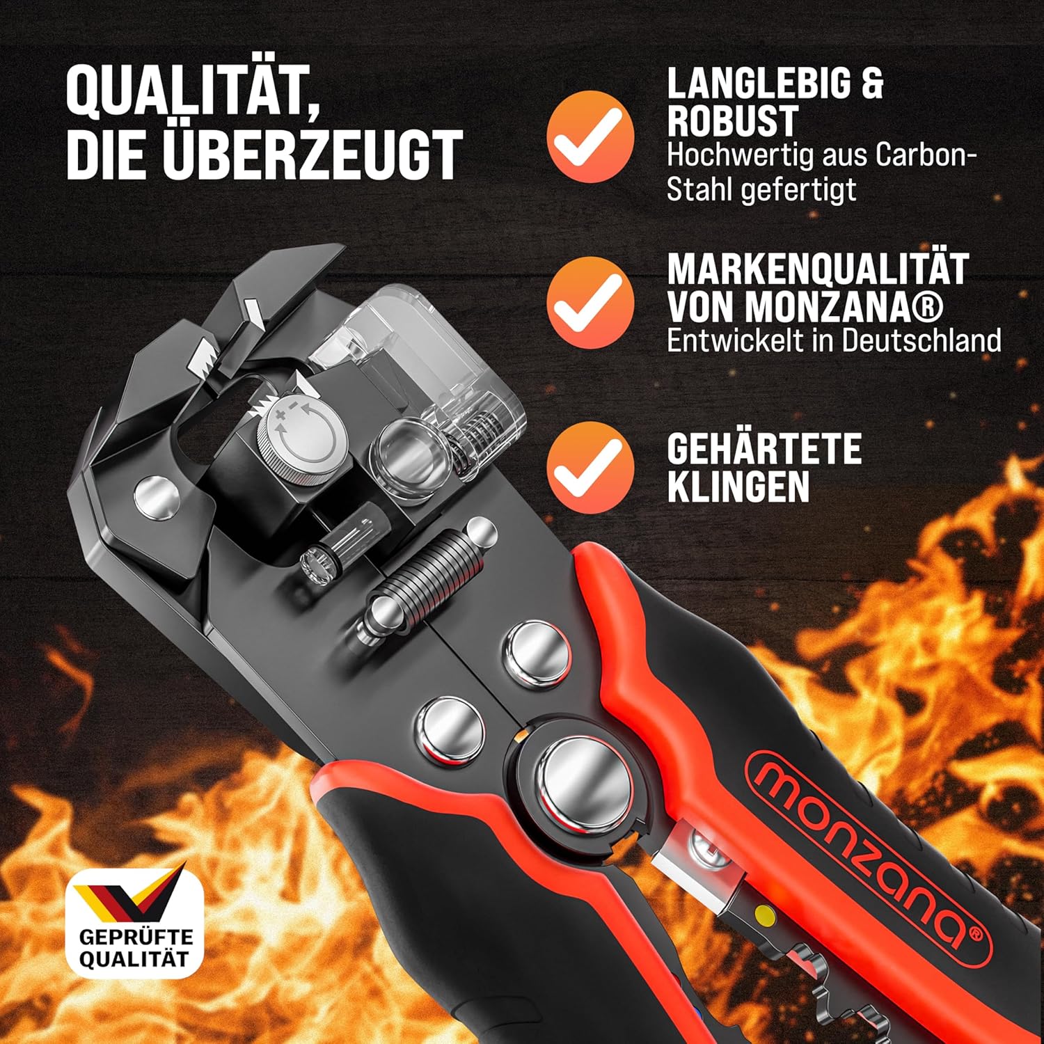 MONZANA® Abisolierzange 3in1 Set 220-teilig Zubehör Box 0,2-6mm2 Stahl Automatisch Isolierband Kabelbinder Elektro Abisolierwerkzeug Crimpzange Kabel — Ansicht 6