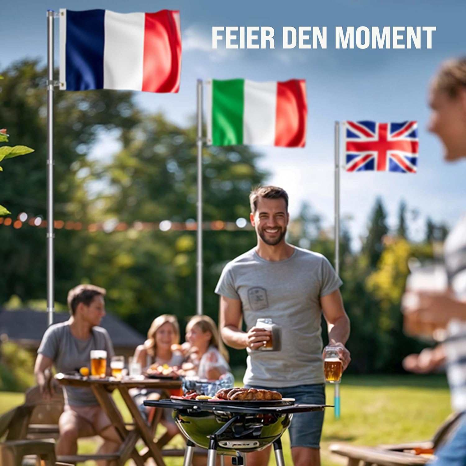 MONZANA® Aluminium Teleskop Fahnenmast 6,30m Bodenhülse 60cm inkl. Deutschland Flagge Deutschlandfahne Fahne Flaggenmast Mast Alu — Ansicht 4