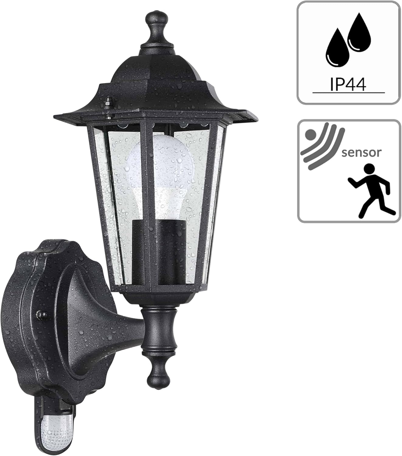 Monzana® Außenleuchte mit Bewegungsmelder Anthrazit Wetterfest IP44 E27 Laterne Wand Garten Leuchte Lampe Beleuchtung — Ansicht 3