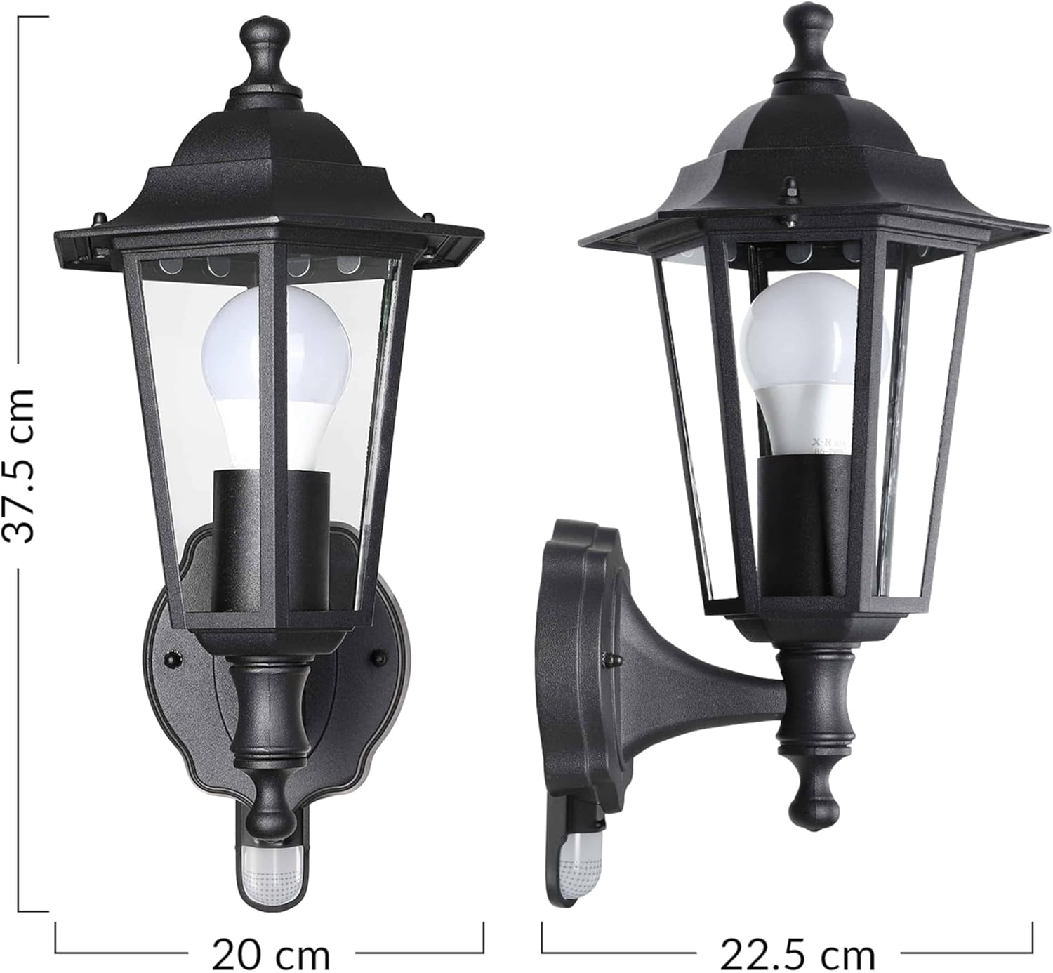 Monzana® Außenleuchte mit Bewegungsmelder Anthrazit Wetterfest IP44 E27 Laterne Wand Garten Leuchte Lampe Beleuchtung — Ansicht 6