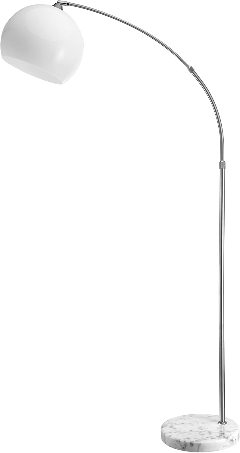 MONZANA® Bogenlampe Marmor 190-210 cm Höhenverstellbar Fußschalter Schwenkbar E27 Edelstahl 40W Wohnzimmer Schlafzimmer Stehlampe Standleuchte Weiß