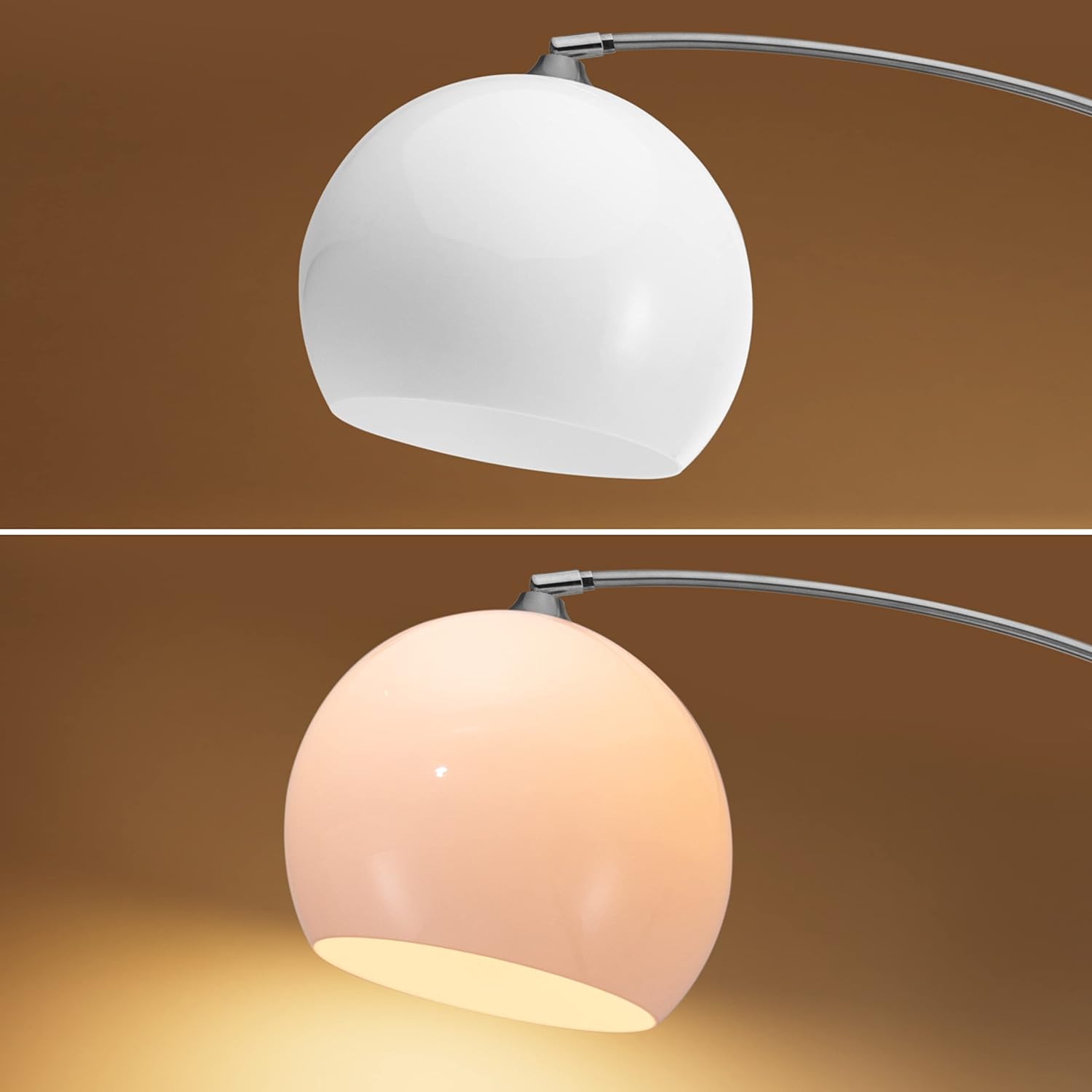 MONZANA® Bogenlampe Marmor 190-210 cm Höhenverstellbar Fußschalter Schwenkbar E27 Edelstahl 40W Wohnzimmer Schlafzimmer Stehlampe Standleuchte Weiß — Ansicht 5