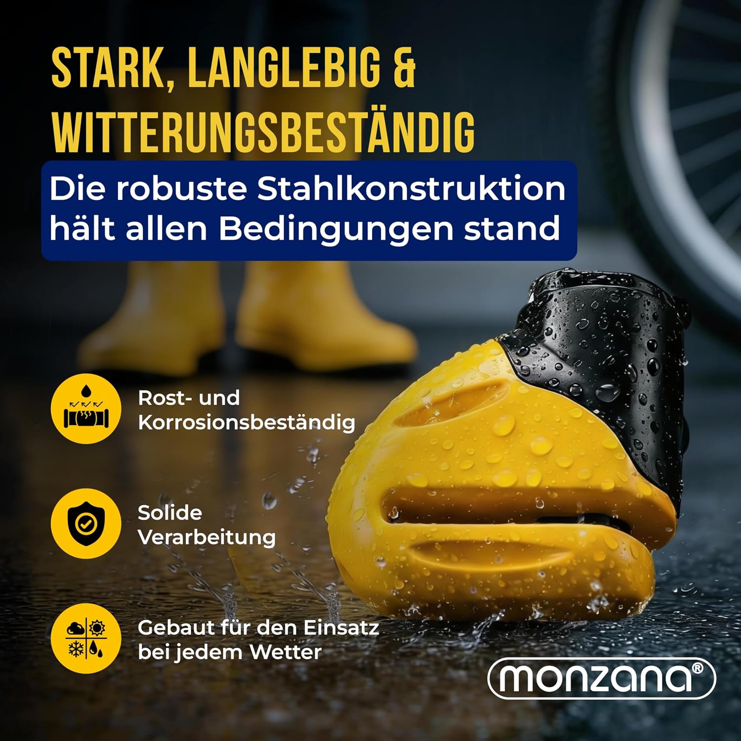 MONZANA® Bremsscheibenschloss Set mit Erinnerungskabel 3 Schlüssel mit LED Scheibenschloss Fahrradschloss Motorradschloss — Ansicht 5