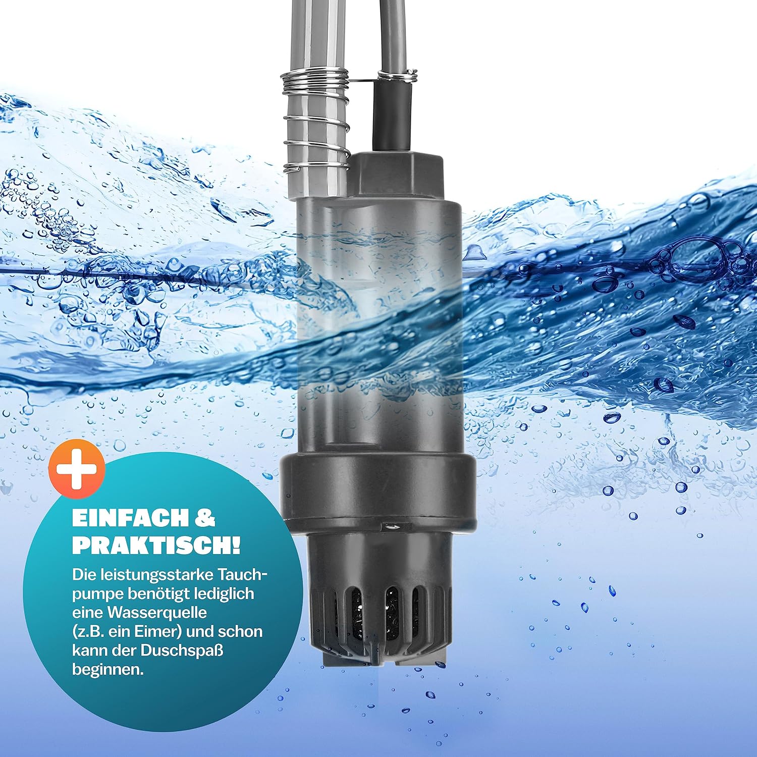 Monzana® Campingdusche tragbar mit Pumpe 12V KFZ-Adapter Aufbewahrungstasche 2m Schlauch 5m Stromkabel Auto Hundedusche Gartendusche Dusche — Ansicht 5