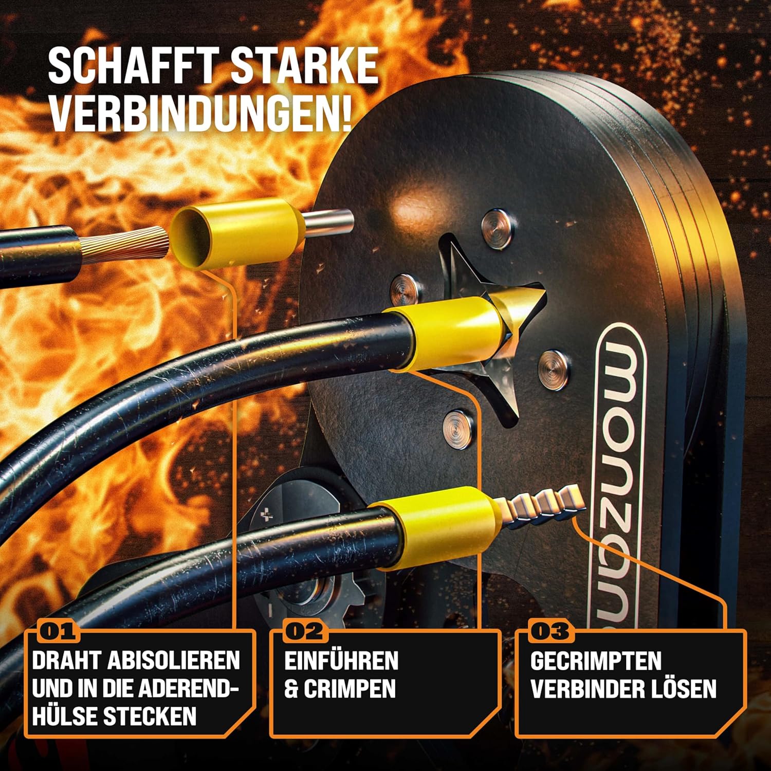 MONZANA® Crimpzange 0,25-10mm2 2000 Aderendhülsen Set elektrische Steckverbinder Aufbewahrungstasche Elektriker Werkzeug Zange Presszange Kabelschuhe — Ansicht 2