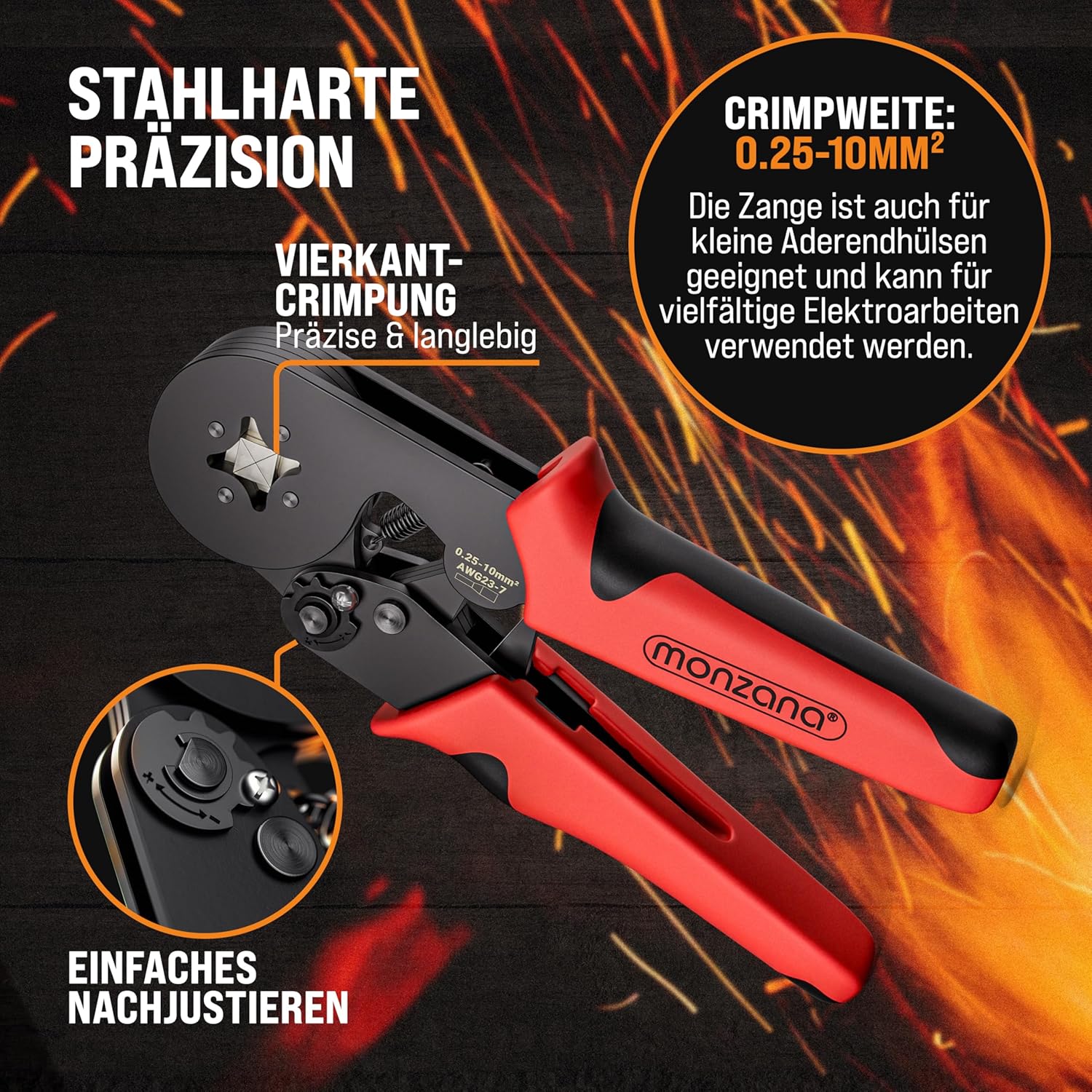 MONZANA® Crimpzange 0,25-10mm2 2000 Aderendhülsen Set elektrische Steckverbinder Aufbewahrungstasche Elektriker Werkzeug Zange Presszange Kabelschuhe — Ansicht 4