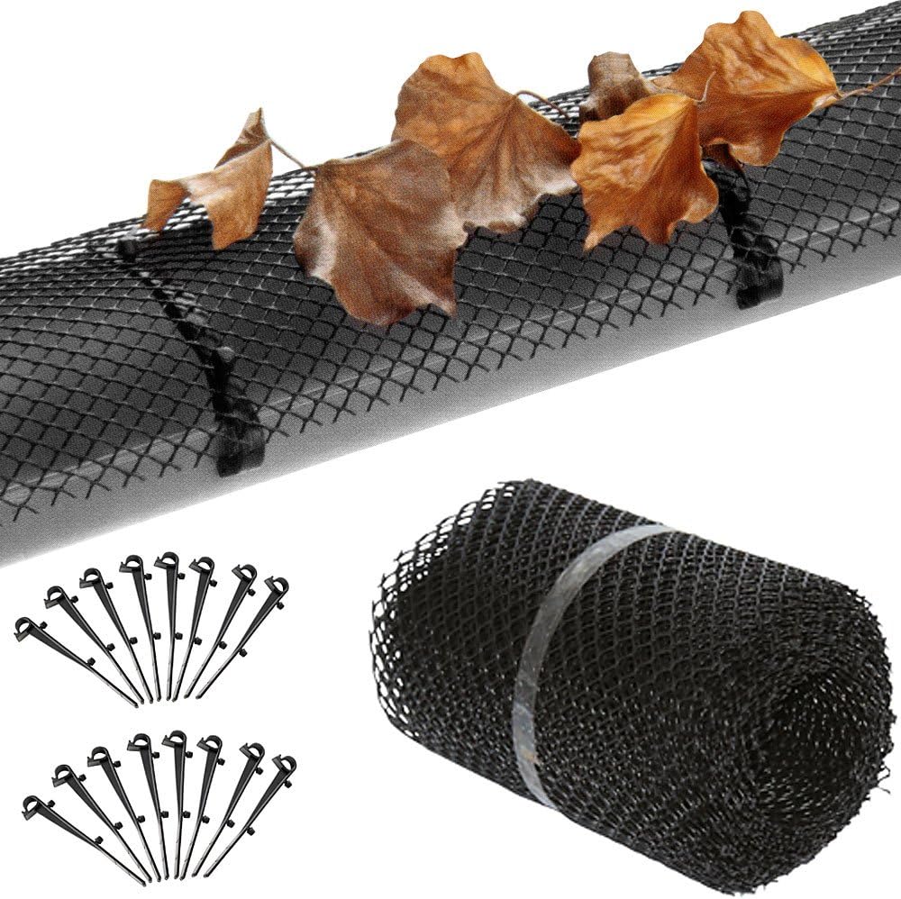 MONZANA® Dachrinnenschutz 24m inkl. 64 Befestigungsclips wetterfest Laubschutz Regenrinne Laubfang zuschneidbar schwarz — Ansicht 2