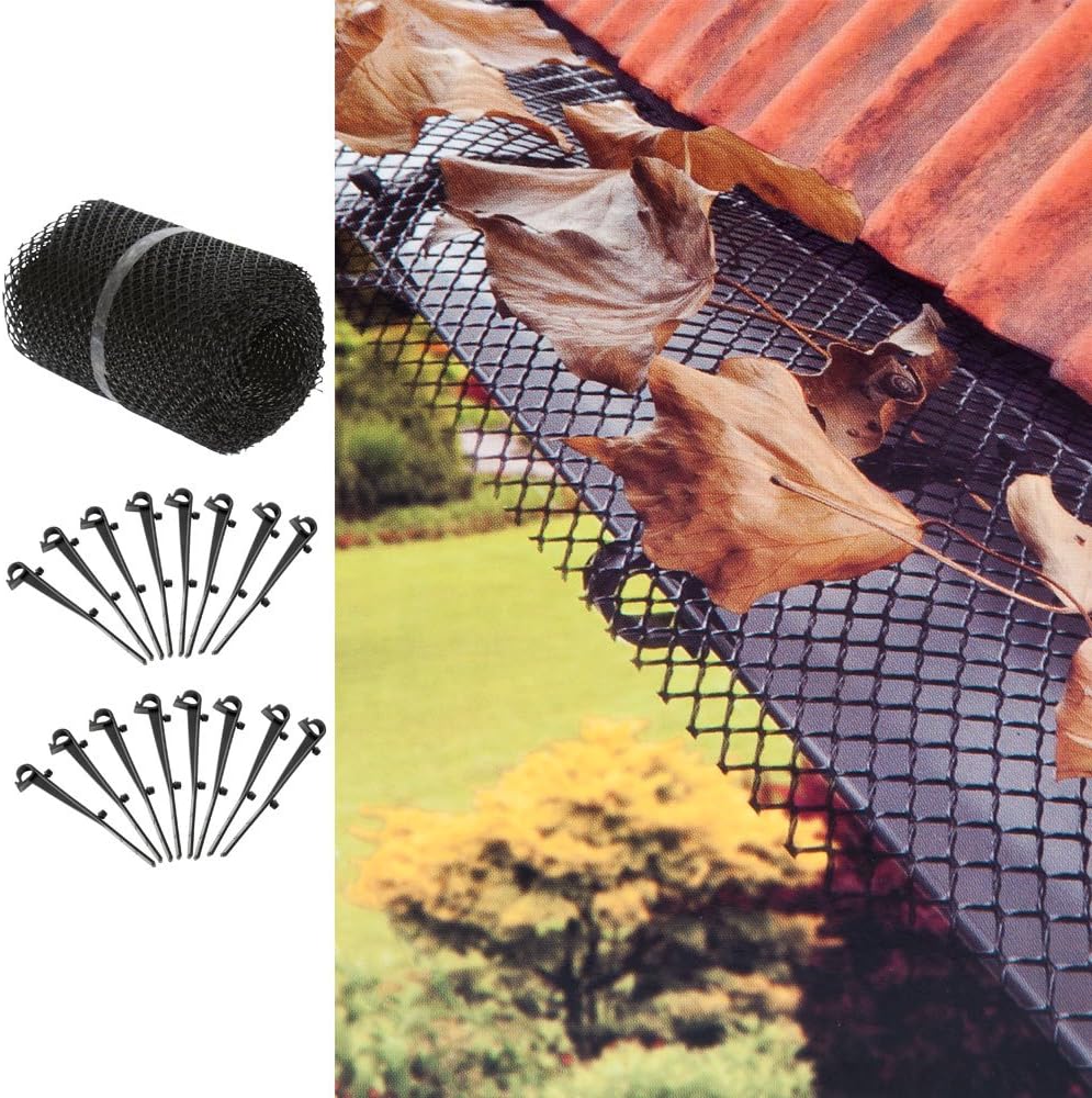MONZANA® Dachrinnenschutz 24m inkl. 64 Befestigungsclips wetterfest Laubschutz Regenrinne Laubfang zuschneidbar schwarz — Ansicht 3
