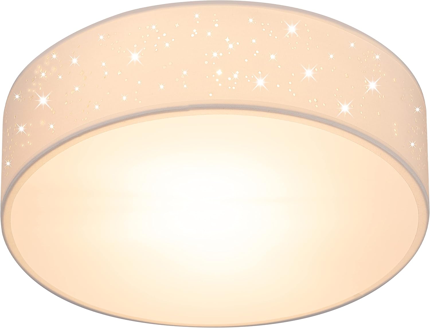 Monzana® Deckenlampe Sternenhimmel Wohnzimmer Schlafzimmer E27 Weiß Rund 38cm Stoffschirm 2-Flammig 40W Küche Lampe Deckenleuchte Stoffdeckenlampe