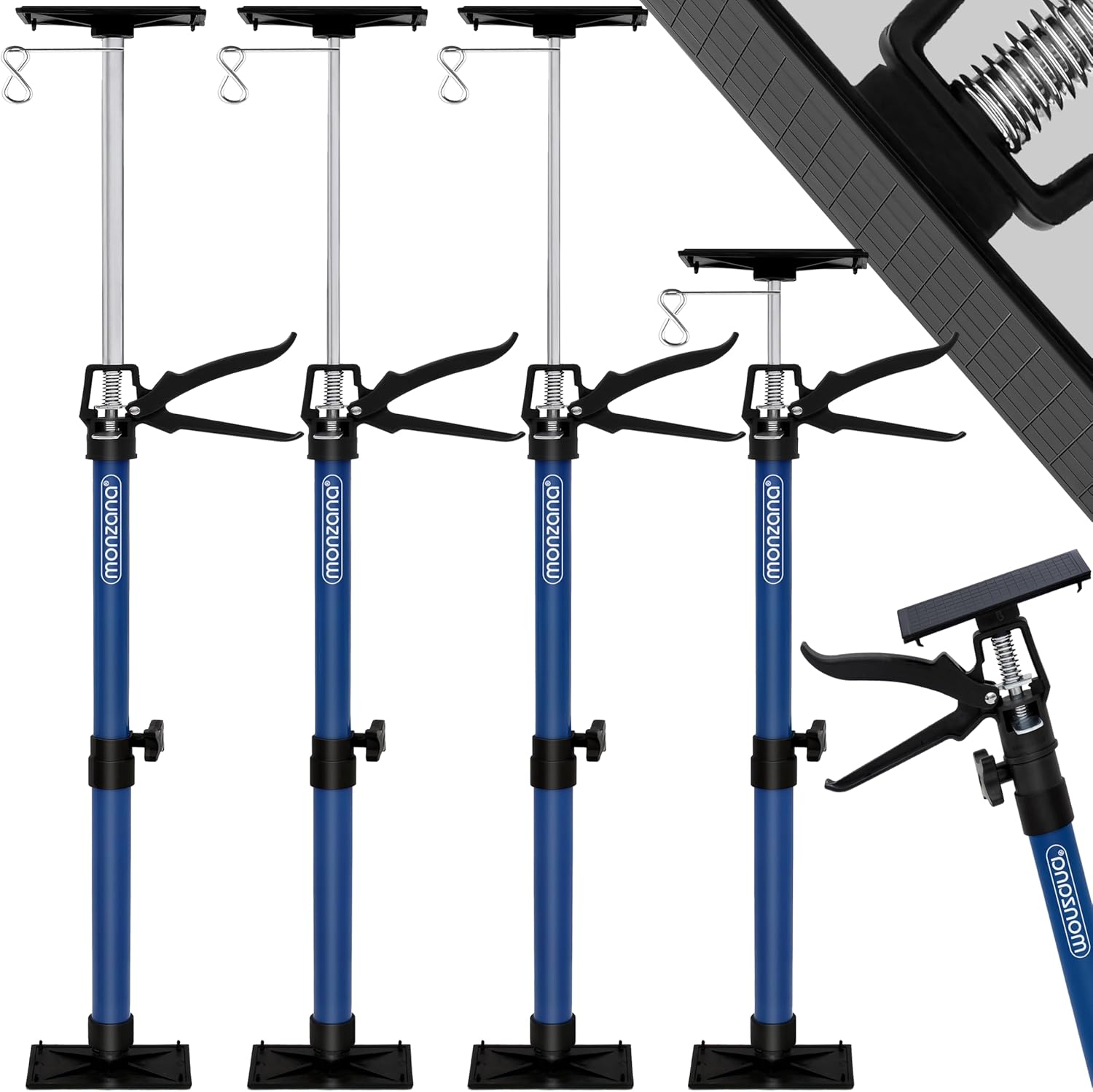 MONZANA® Deckenstütze 4er Set stufenlos höhenverstellbar Montagestütze 115-290cm bis 30kg Deckenspanner Zargenspanner