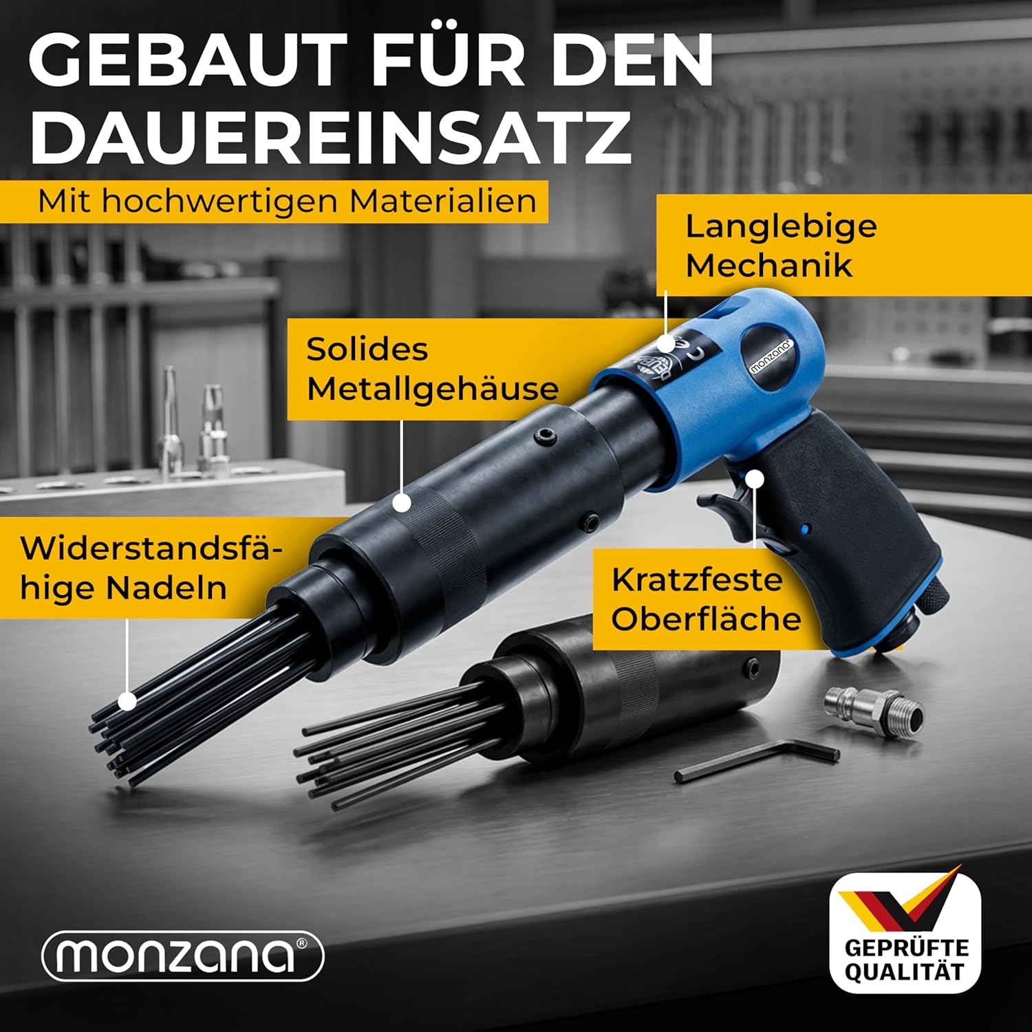 MONZANA® Druckluft Nadelentroster Ersatzkopf 4000 U/min bis 260 l/min Nadelpistole Entroster Rost Lackentferner — Ansicht 5