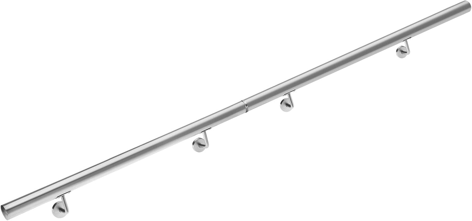 MONZANA® Edelstahl Handlauf V2A Geländer Treppengeländer 200 cm Wandhalterung Verbindung Verschlusskappen Innen & Außen
