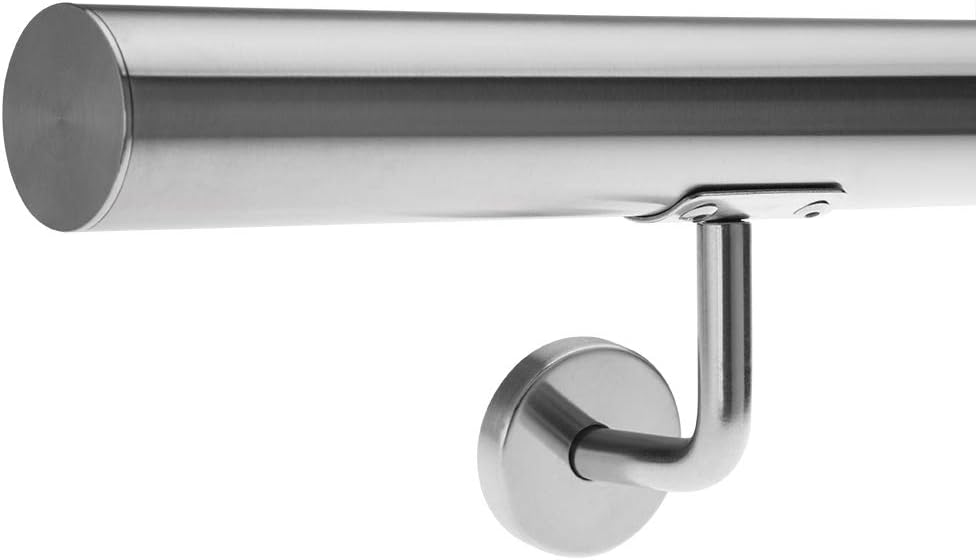 MONZANA® Edelstahl Handlauf V2A Geländer Treppengeländer 200 cm Wandhalterung Verbindung Verschlusskappen Innen & Außen — Ansicht 5