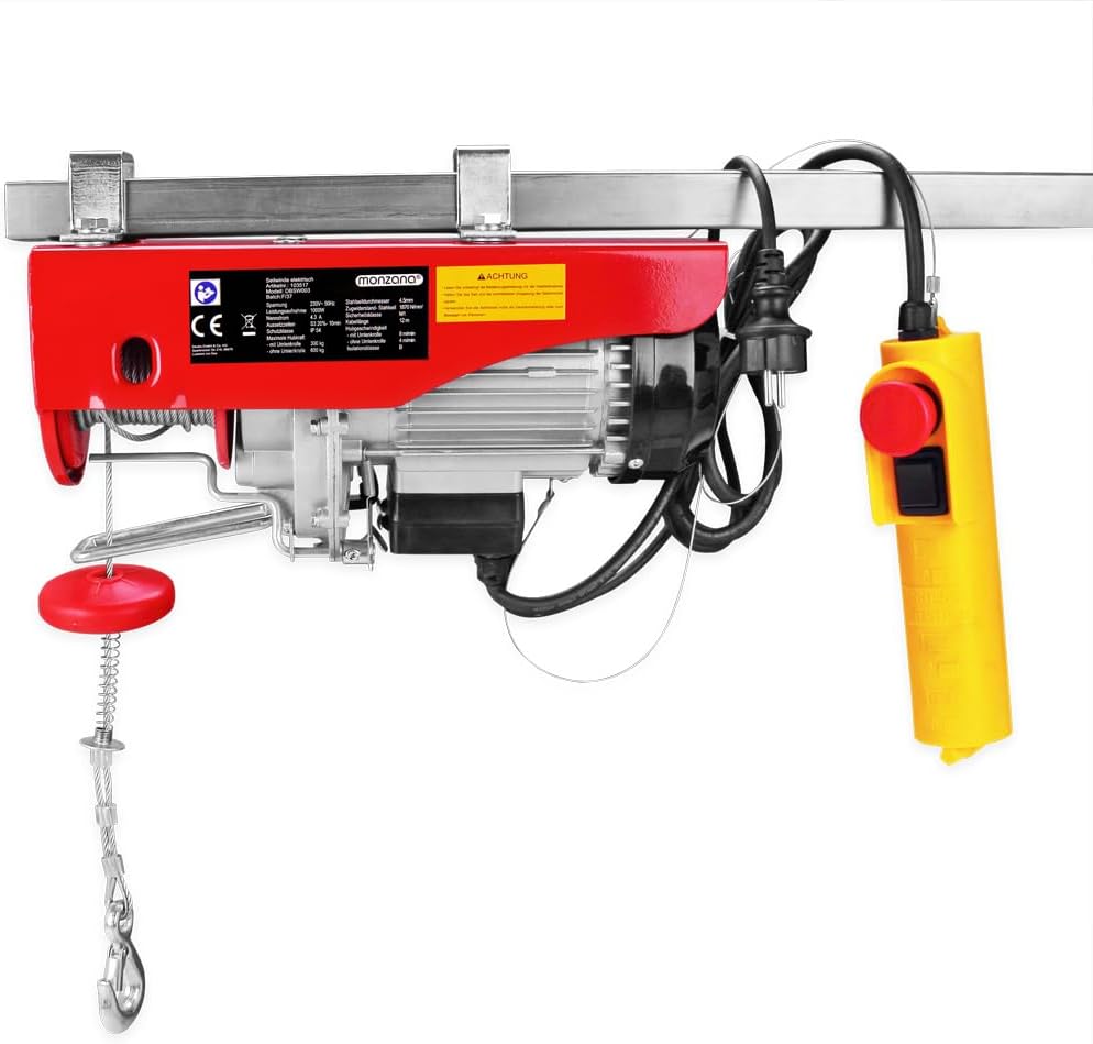 MONZANA® elektrische Seilwinde 400kg bis 800kg Hubhöhe 12m Seilzug Motorwinde Flaschenzug Hebezug Seilhebezug Kettenzug — Ansicht 3