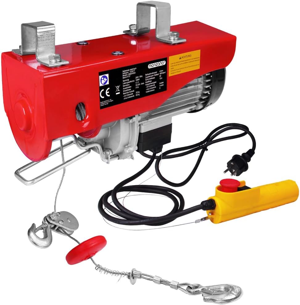 MONZANA® elektrische Seilwinde 400kg bis 800kg Hubhöhe 12m Seilzug Motorwinde Flaschenzug Hebezug Seilhebezug Kettenzug — Ansicht 4