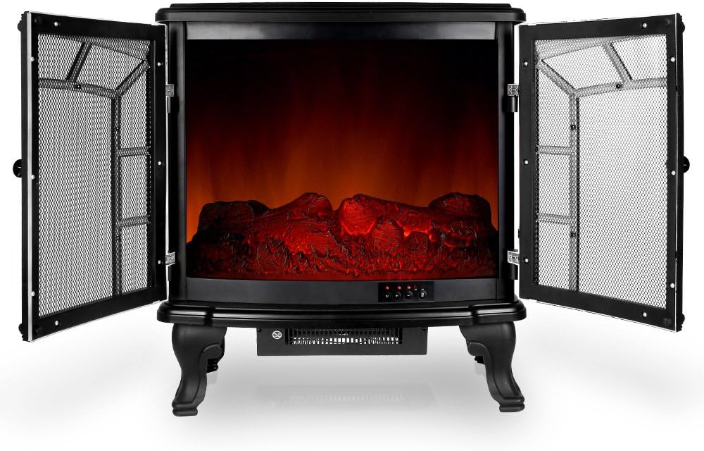 MONZANA® Elektrokamin LED Flammeneffekt 2000W Heizlüfter Elektrisch 2 Heizstufen Fernbedienung Heizung Timer Kamin Wohnzimmer Ofen 70x36x66cm Schwarz — Ansicht 3
