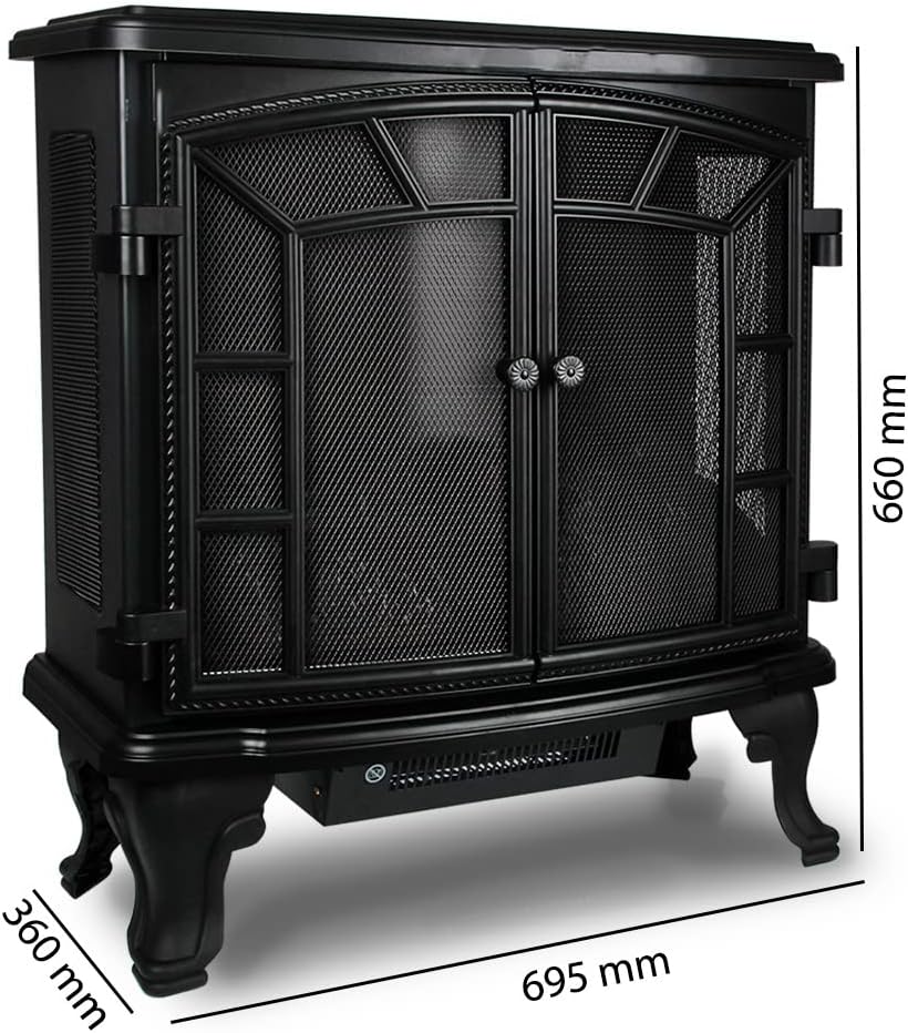 MONZANA® Elektrokamin LED Flammeneffekt 2000W Heizlüfter Elektrisch 2 Heizstufen Fernbedienung Heizung Timer Kamin Wohnzimmer Ofen 70x36x66cm Schwarz — Ansicht 5