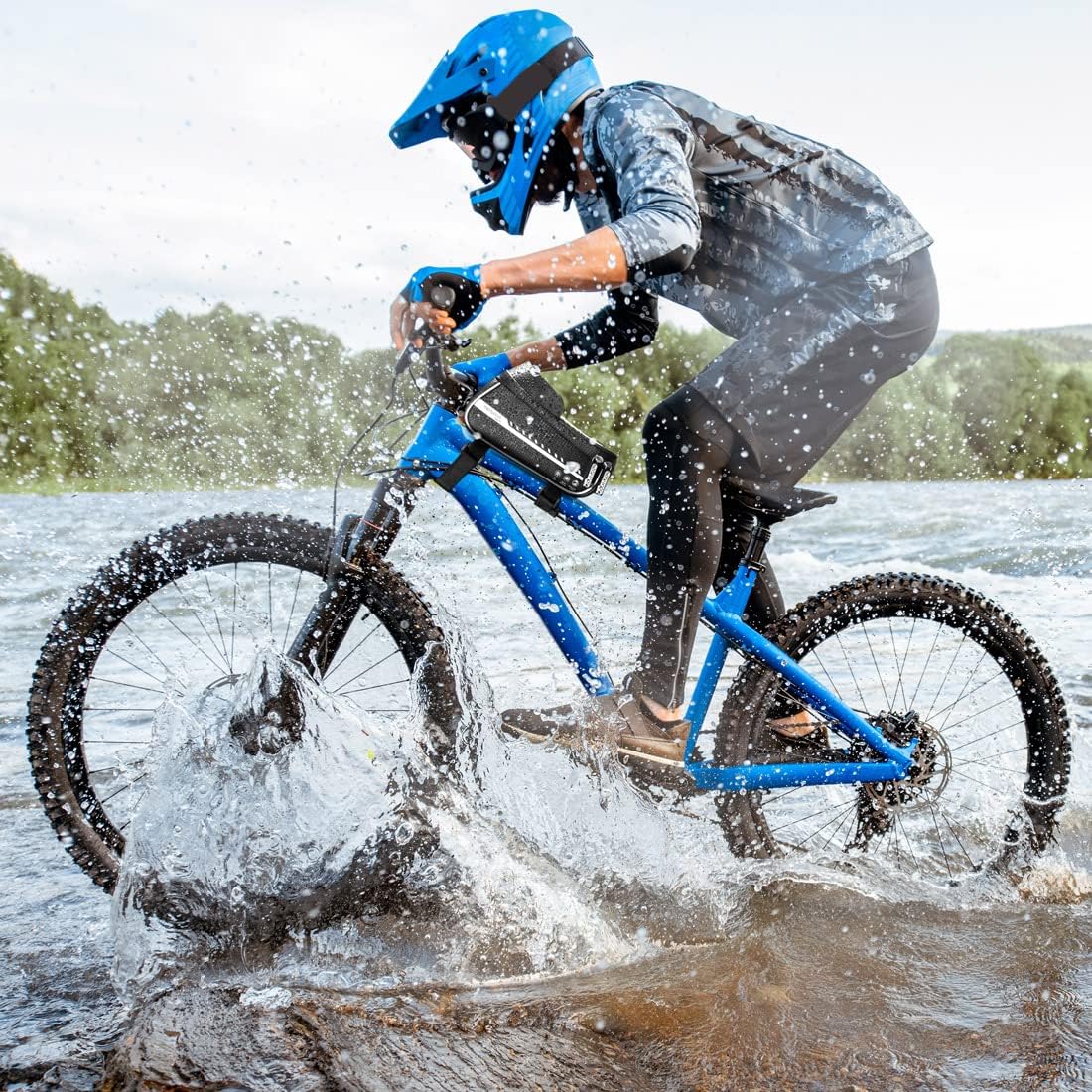 MONZANA® Fahrrad Rahmentasche Wasserdicht Reflektierend Abnehmbar Schwarz Grau TPU Touchscreen Handyhalterung bis 6,8 Zoll Rahmen Handy Lenker Tasche — Ansicht 2