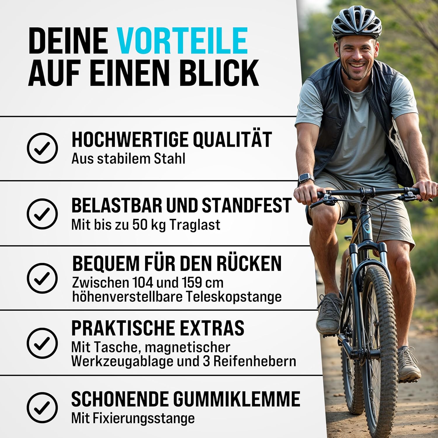 MONZANA® Fahrradmontageständer 50 kg mit Drehmomentschlüssel 1/4 Zoll Set Profi E-Bike klappbar Tragetasche Reifenheber 1-25 Nm Bitset Transportbox — Ansicht 5