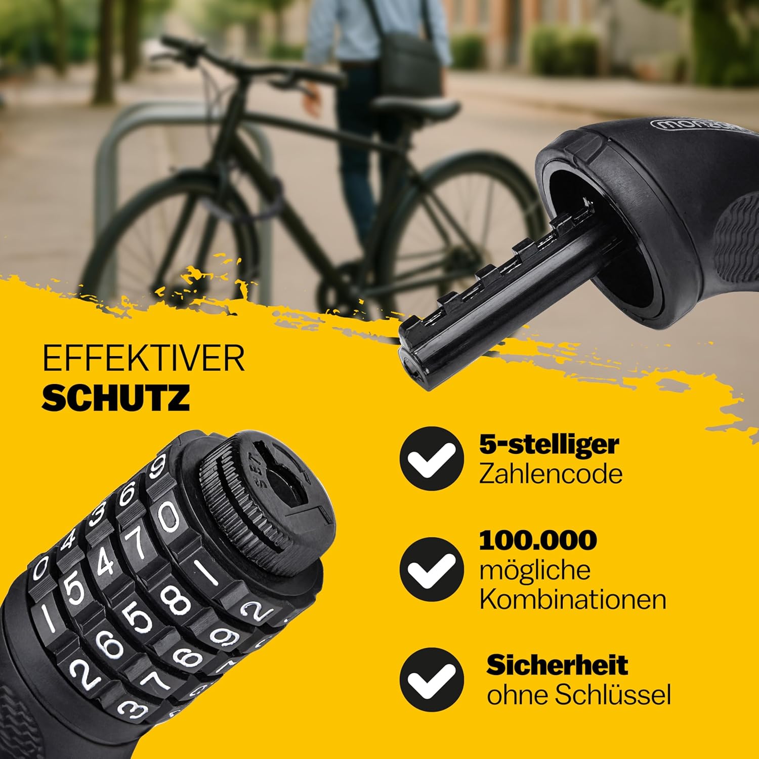 MONZANA® Fahrradschloss 90cm Zahlencode 6mm Stahlkettenglieder 5-stelliges Motorrad Fahrrad Zahlenschloss Kettenschloss — Ansicht 4