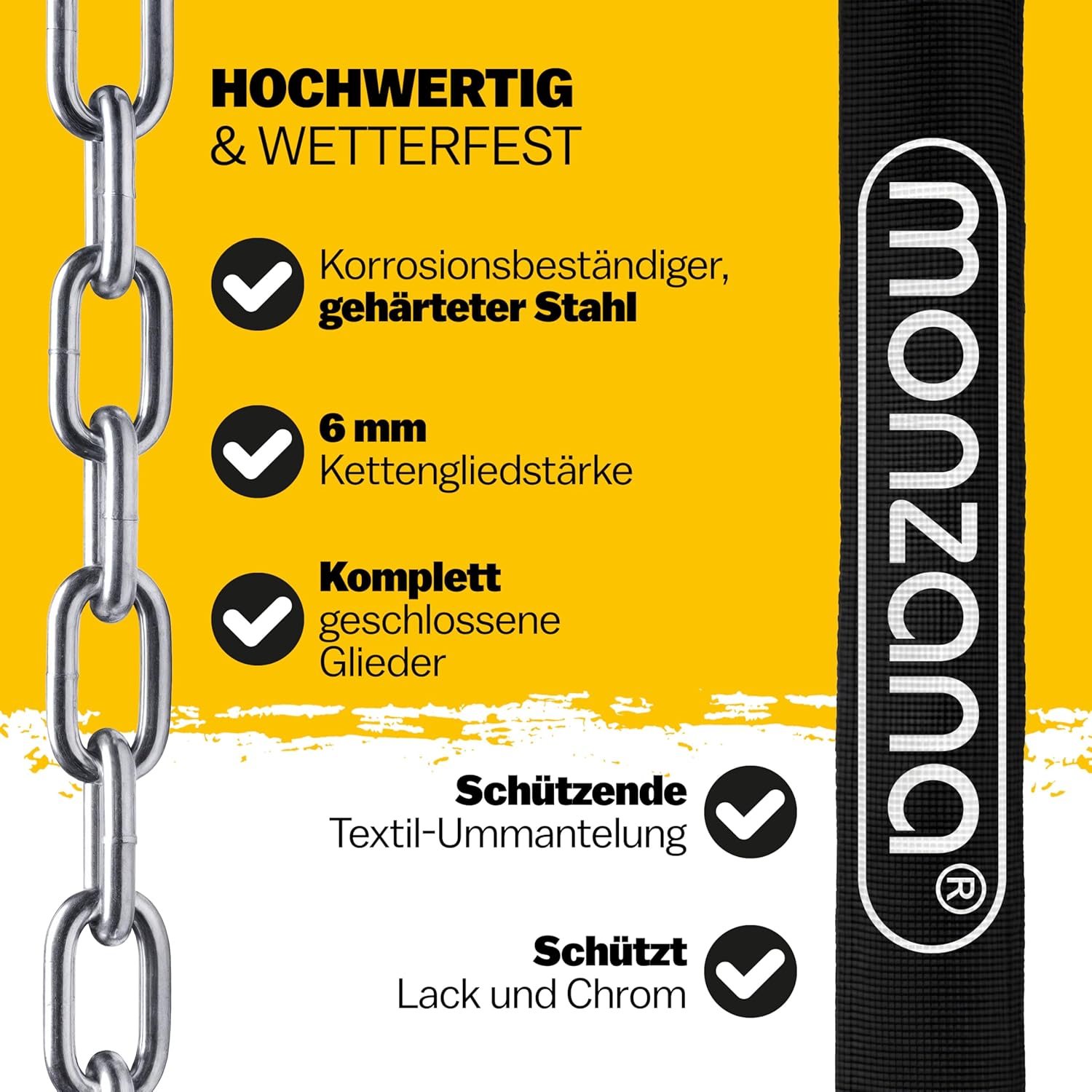 MONZANA® Fahrradschloss 90cm Zahlencode 6mm Stahlkettenglieder 5-stelliges Motorrad Fahrrad Zahlenschloss Kettenschloss — Ansicht 5