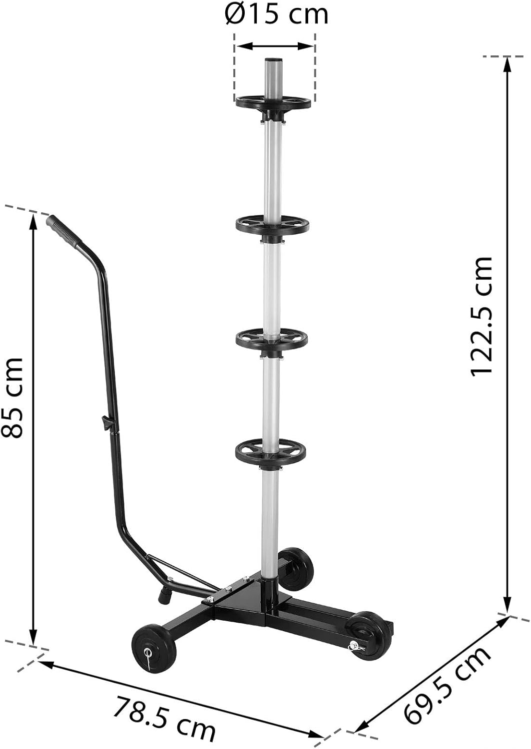 Monzana® Felgenbaum Fahrbar Reifenständer mit Schutzhülle Reifenmarkierer für 4 Autoreifen 225mm Reifenbaum 100kg Belastbar Felgenständer Aufbewahrung — Ansicht 6