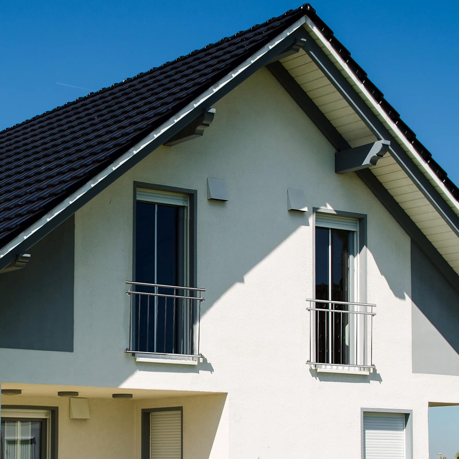 MONZANA® Französischer Balkon Edelstahl Pflegeleicht 90x100cm 7 Füllstäbe Balkongeländer Terrassengeländer Fensterschutz — Ansicht 2